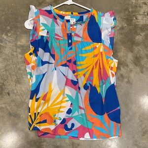 J. Crew Multicolor Tropical Print Blouse